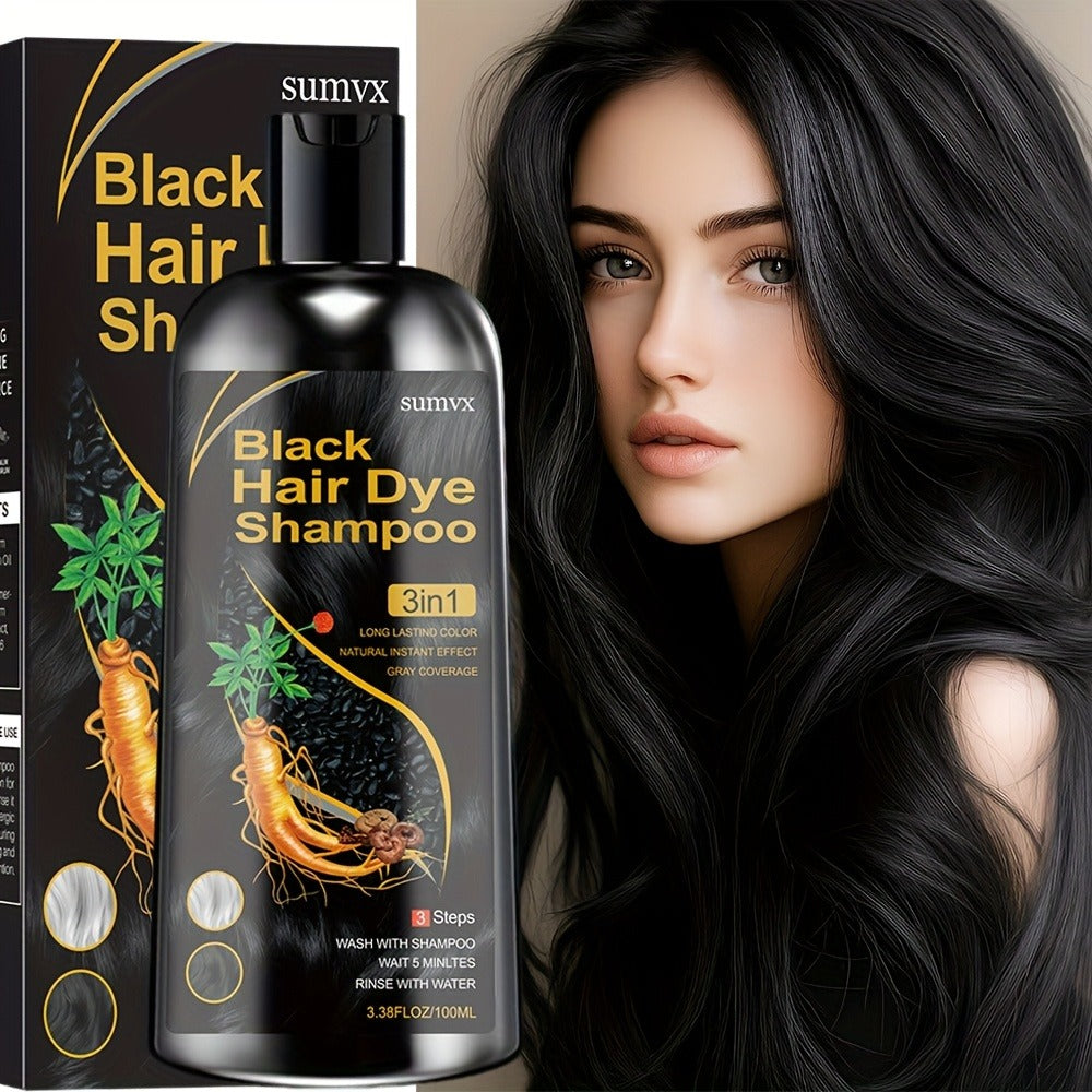 Hair Dye Shampoo, SUMVX 100ml 3-in-1 Bottle with Brown, Chestnut Brown and Black Shade Options