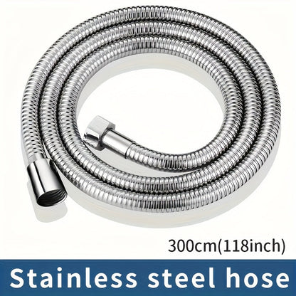 Flexible Stainless Steel Shower Hose Electroplated - Round Shape, Wall-Mounted Easy Install, for Rainfall Shower Heads & Sprayers, 59" / 78.7" / 118" Length Options, Chrome Finish