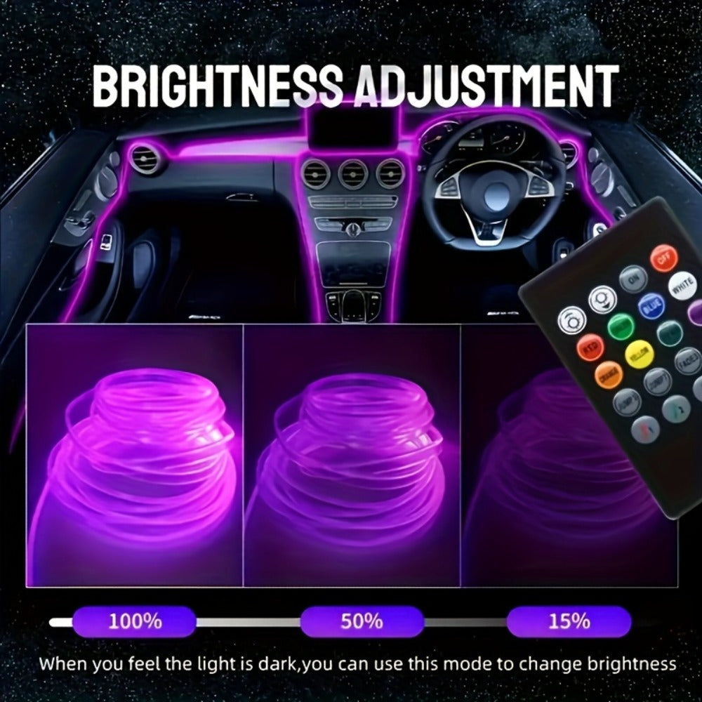 7-Color LED Car Interior Light Strip 118" Flexible USB 5V App Control Music Sync RGB Neon Ambient Lighting for Dashboard Center Console Decoration, Cars Trucks SUVs Tech Enthusiast Upgrade
