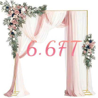 Backdrop Stand Gold Square Frame with 6.5, 6.6 and 8-Foot Selections, Adjustable Crossbar and Flat Feet