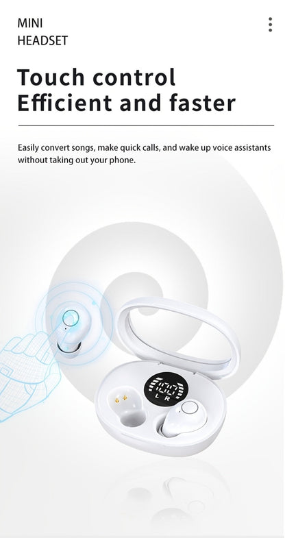 Invisible Sleep Earbuds Bluetooth 5.4 Mini Ultra Compact True Wireless – Noise Cancelling Hi-Fi All Day Wear Touch Control USB-C for Running Sleeping Compatible with All Phones