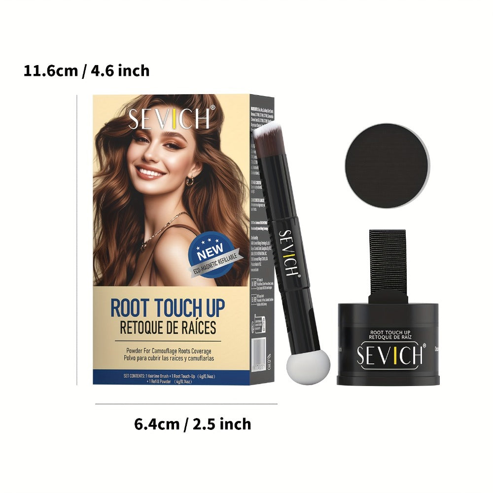 4 g plus 4 g Hair Root Touch-Up Powder Kit with Refill, Brush and Eight Checkout Options for Daily Use