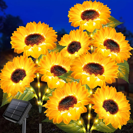 Solar Garden Lights Sunflower Stakes with IP65 Rating and 1- or 2-Piece Pack Options for Path Decor