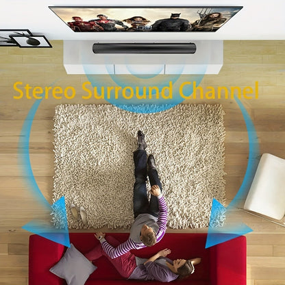 Home Theater Surround Sound System 5.2 Channel – Wireless Subwoofer Dual Air Ducts Bass Boost, TV Soundbar Stick with Remote Control, Rechargeable Battery & Type-C Charging, Complete Speaker Set