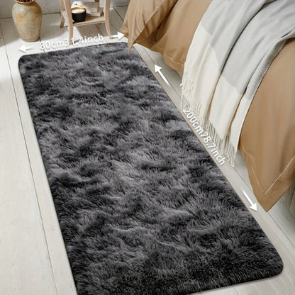 Tie-Dye Plush Bath Mat Runner, 80 x 200cm with Long-Pile Surface in Light Grey, Dark Gray, Light Pink or Black
