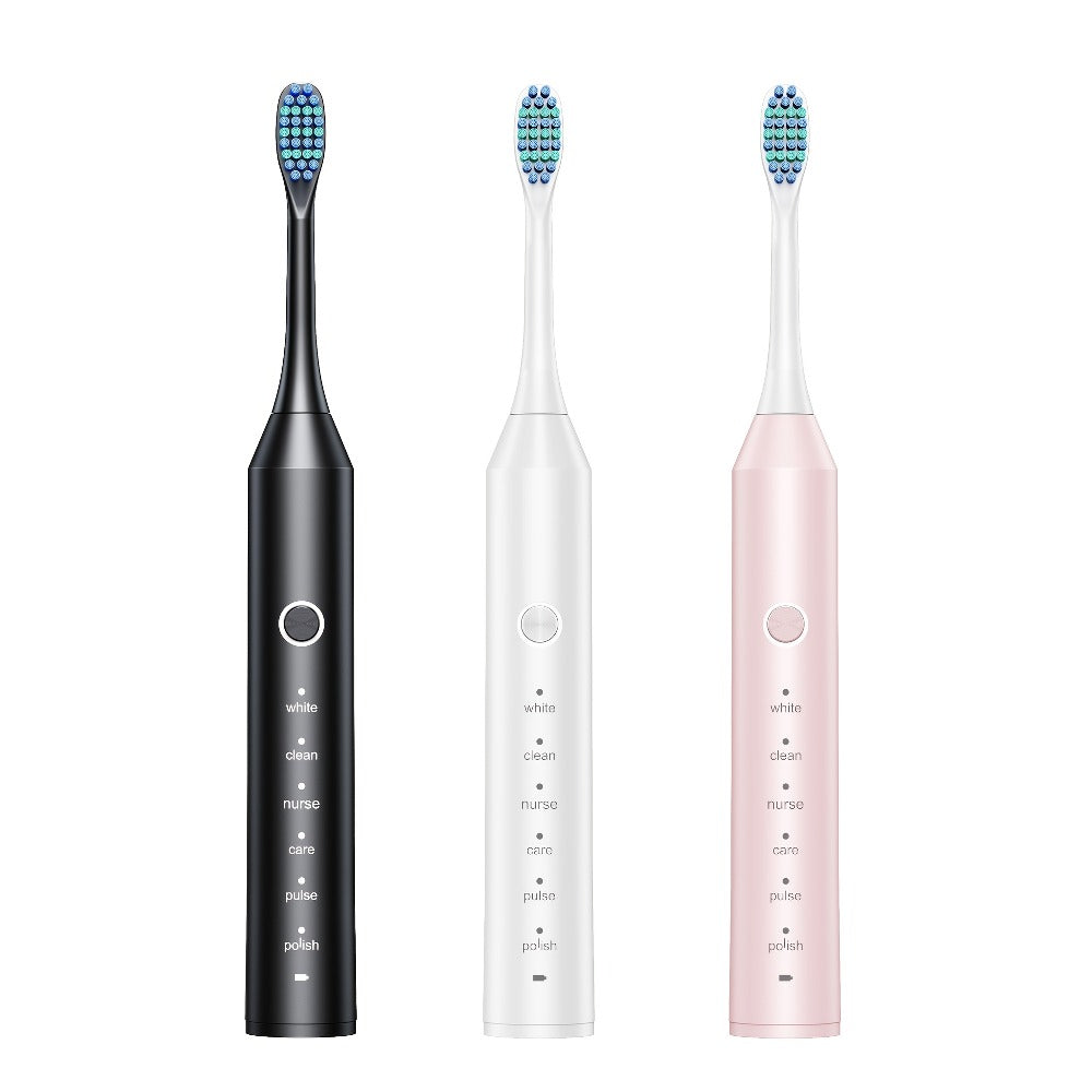 Electric Toothbrush with Six Modes, 500mAh Battery, USB Charging and Four or Eight Brush Head Bundles