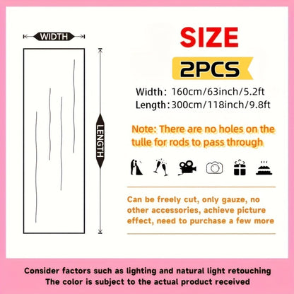 White Sheer Photography Backdrop Set with Two 5.2 x 10 ft Panels, USB String Lights and 10 Clips