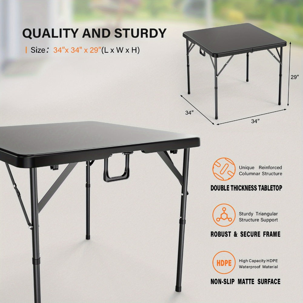 34-Inch Metal Folding Table with Waterproof Protection and Tool-Free Assembly for Kitchen detail image - detail view 14