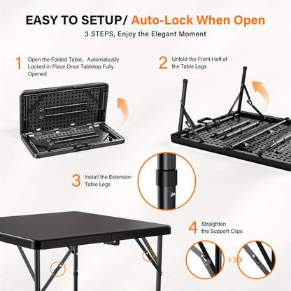 34-Inch Metal Folding Table with Waterproof Protection and Tool-Free Assembly for Kitchen detail image - detail view 15