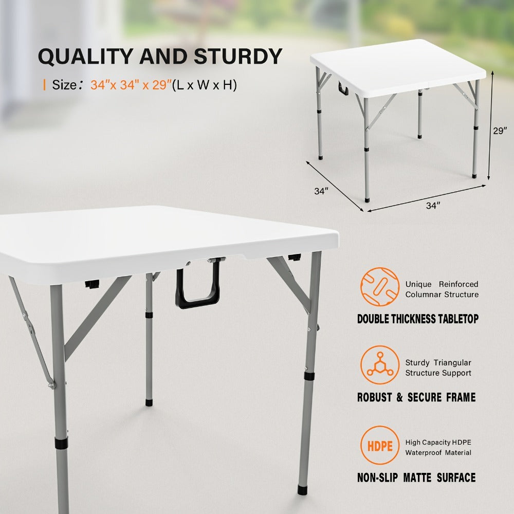 34-Inch Metal Folding Table with Waterproof Protection and Tool-Free Assembly for Kitchen detail image - detail view 4