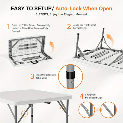 34-Inch Metal Folding Table with Waterproof Protection and Tool-Free Assembly for Kitchen detail image - detail view 6