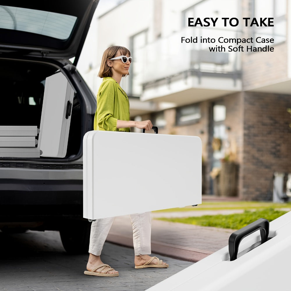 34-Inch Metal Folding Table with Waterproof Protection and Tool-Free Assembly for Kitchen detail image - detail view 9