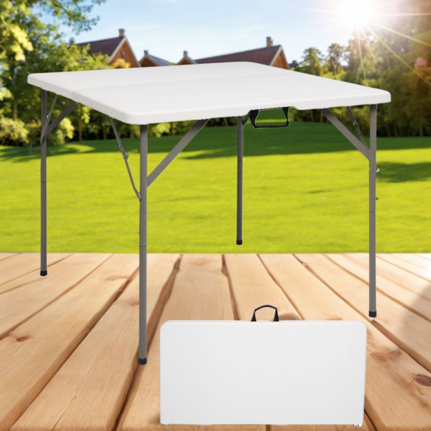 Folding Table shown in the White option