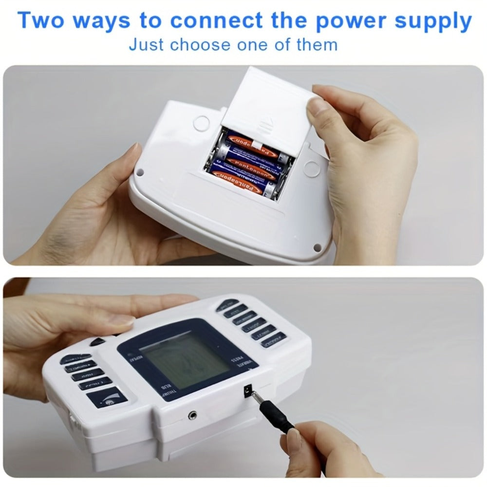 Dual-Channel TENS and EMS Stimulator with Four Electrode Pads in Black 36-Mode or White Versions