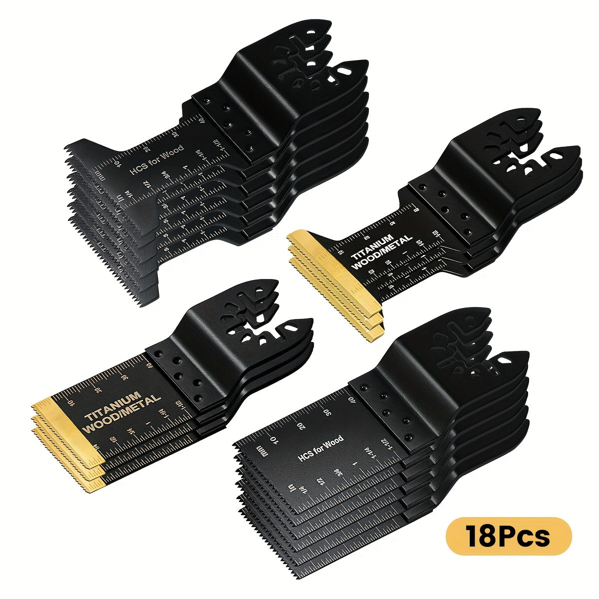 Oscillating Multi-Tool Blade Set with Titanium-Coated Quick-Release Blades in 18, 28 or 50-Piece Options