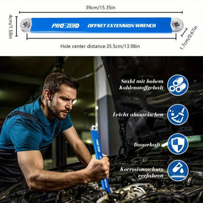 Two-in-One Offset Ratchet Wrench with Three Square-Head Adapters in Four Handle Color Options