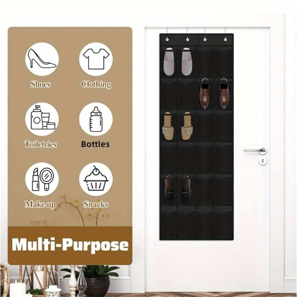 Over Door Shoe Organizer 24 Large Mesh Pockets – Foldable Breathable Hanging Storage Rack, Durable Fabric Closet Hanger for Shoes & Accessories, Space-Saving Door Organization