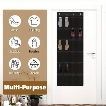 Over Door Shoe Organizer 24 Large Mesh Pockets – Foldable Breathable Hanging Storage Rack, Durable Fabric Closet Hanger for Shoes & Accessories, Space-Saving Door Organization