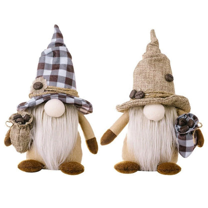 Gnome Plush Doll Shelf Sitter 2pcs – Swedish Tomte Elf Figurines for Coffee Bar, Farmhouse Kitchen & Home Decor – Cute Dangle Leg Gnomes Gift for Coffee Lovers