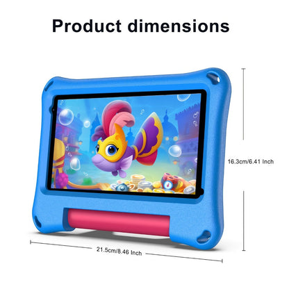 PRITOM Toddler Tablet 7 Inch Android 13, 4GB RAM 32GB ROM 1TB Expandable Storage, Dual-Band WiFi Quad-Core HD IPS Screen, Parental Control Educational Silicone Protective Case, Kids Tablet for Ages 3-10 – Blue Pink