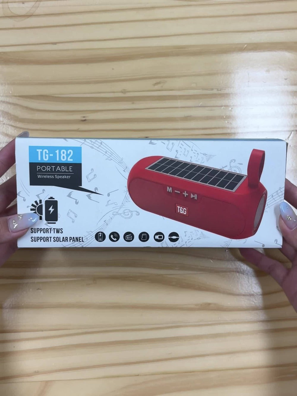 TG182 Solar Powered Bluetooth Speaker – 10W Outdoor Wireless Speaker, 1200mAh Battery, TF Card, FM Radio, AUX Input, Type-C Charging, Compatible with Phone, Tablet, Computer & TV