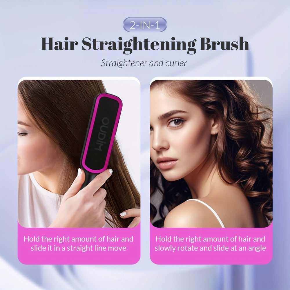 Hair Straightener Brush for Home and Travel and Salon Hair Styling with Fast Heat-Up & Anti-Scald Protection
