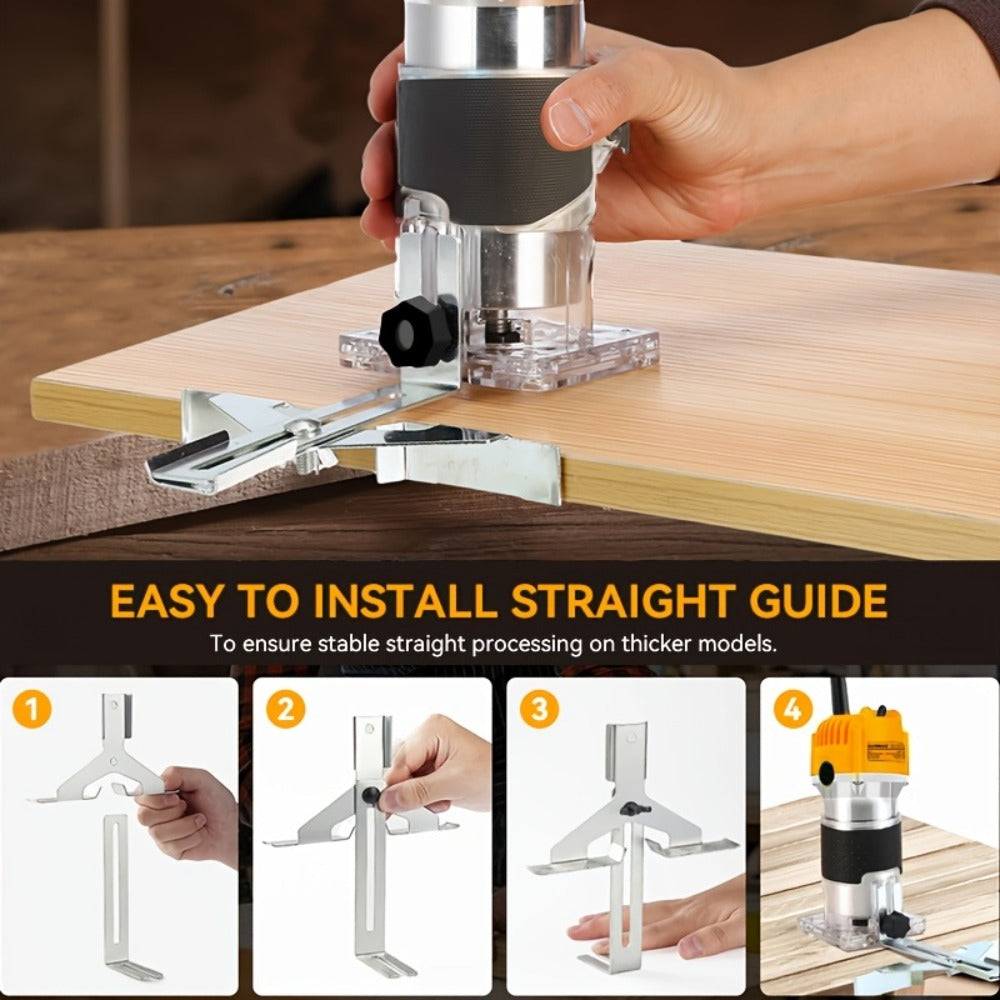 Wood Router 800W 35000 RPM Compact Electric Router Tool | 15-Piece 1/4" Bit Set for DIY Woodworking, Edge Trimming, Slotting, Carving & Contour Processing – Variable Speed Rotary Tool