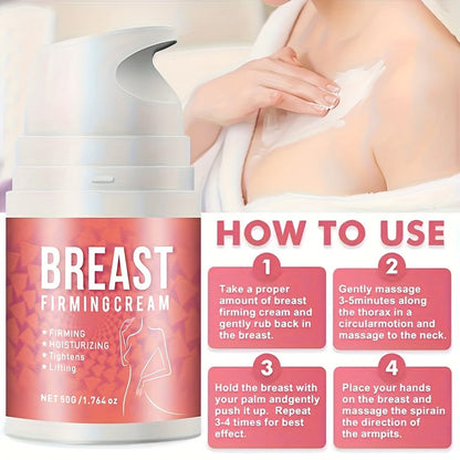 Body Cream 50g Pump Bottle with Jojoba Oil, Honey, Caffeine and Shea Butter for Bust and Chest Massage