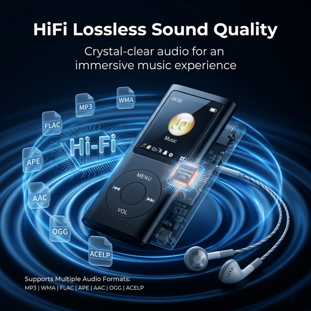 Portable MP3 MP4 Player with 128GB Expandable Storage, Lossless Audio FLAC MP3 WMA APE, Video Playback, E-Book Reader, LCD Screen, Alloy Body, Ideal for Music Travel Offline Listening