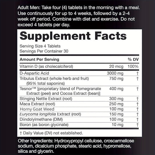 Testosterone Support Supplement with D-Aspartic Acid, Horny Goat Weed, Tribulus & Maca – Mood, Muscle Health & Vitality Booster for Men, 2 Bottle Bundle