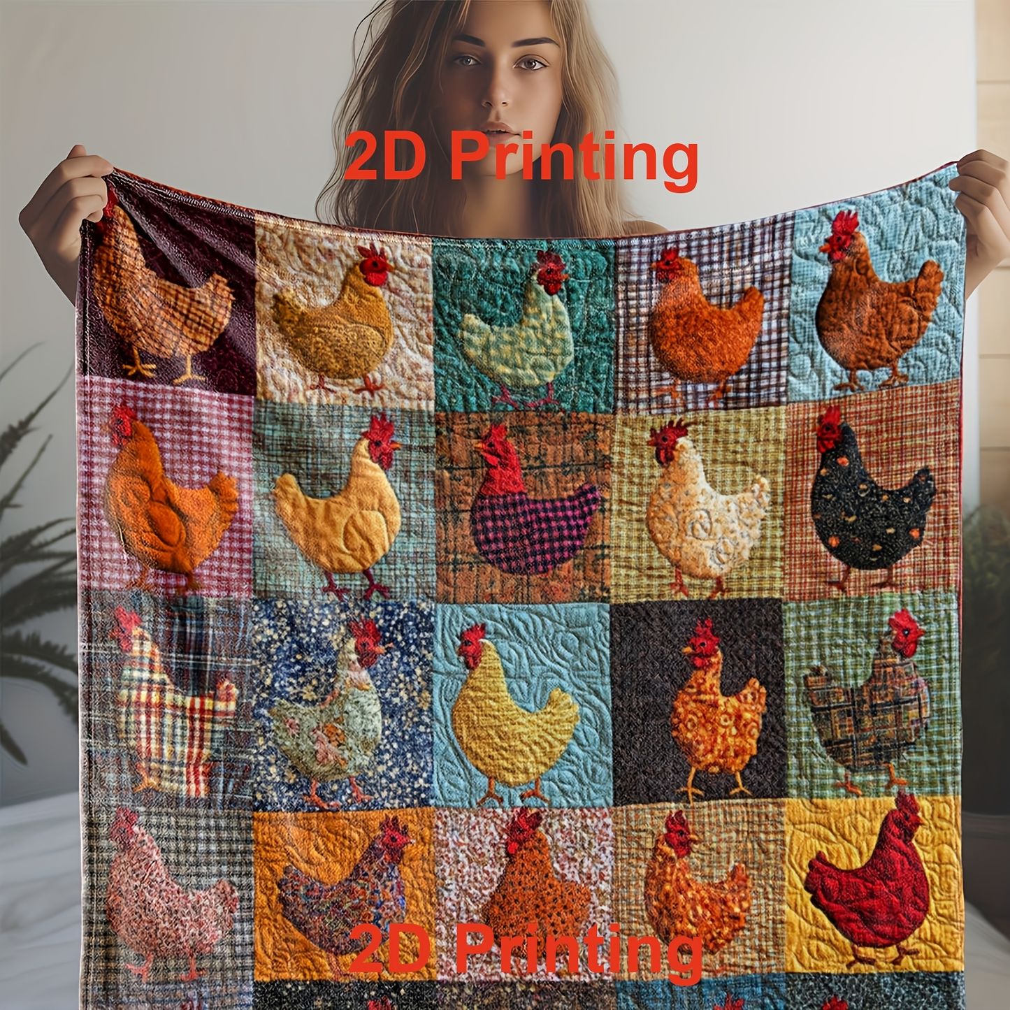 Colorful Chick Print Flannel Throw Blanket in Four Sizes from 30 x 40 to 60 x 80 Inches for Home Use