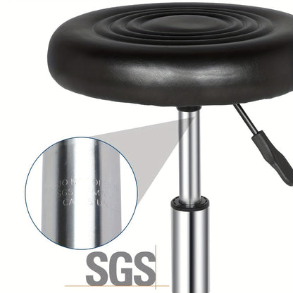 Round Padded Swivel Bar Stool 360° with Chrome Base - Adjustable Height Salon Kitchen Counter Stool for Nail