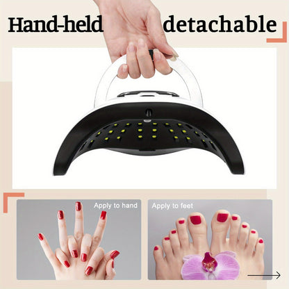White Arch LED Nail Lamp with 380W and 81-Bead Labels, LCD Display and Four Timer Settings
