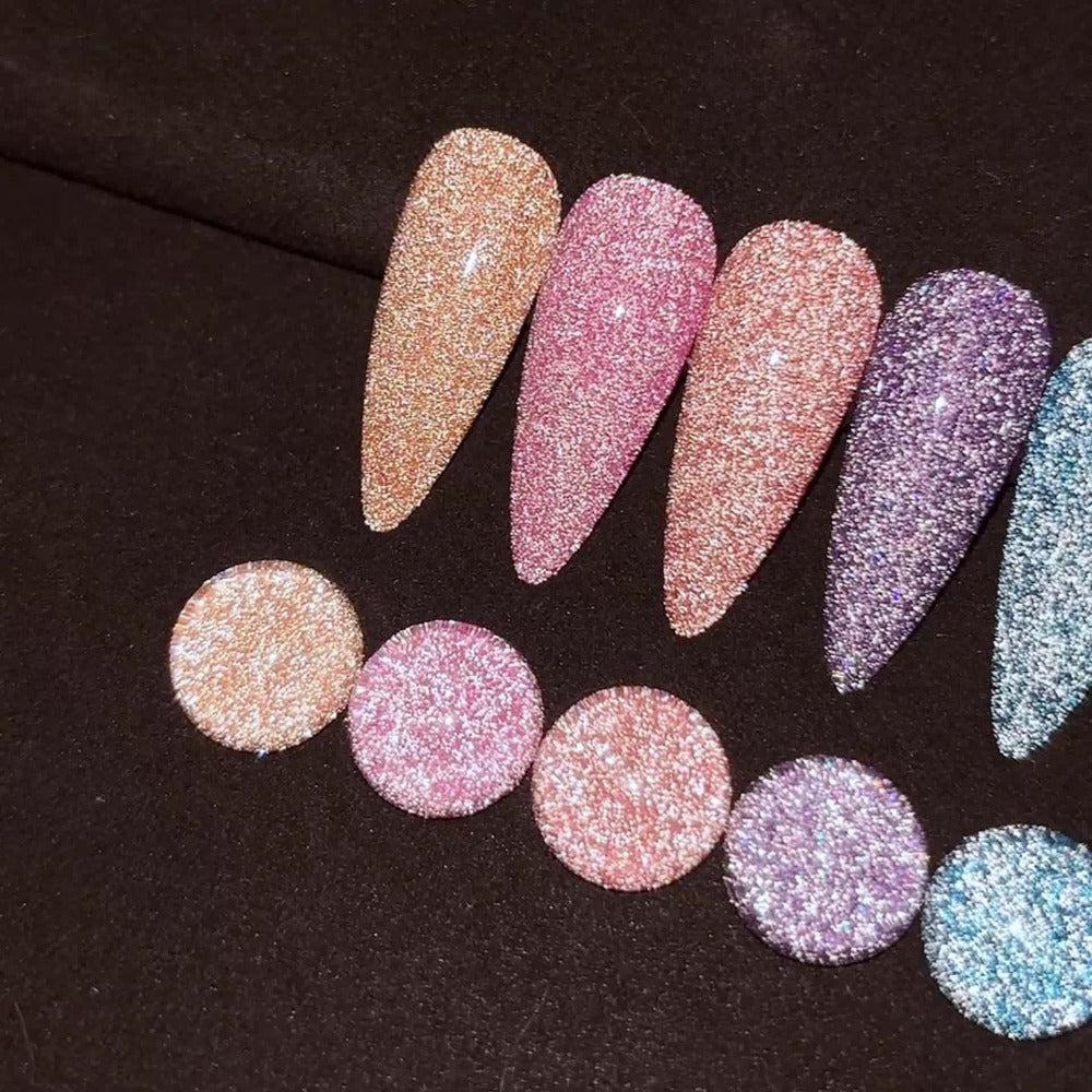 Gel Nail Polish Set with XEIJAYI Label, 6 Crushed Starlight Glitter Colors in 0.51oz Bottles