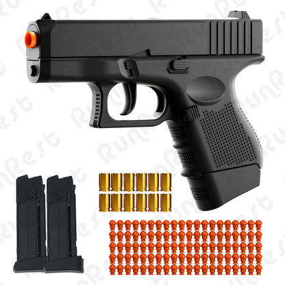 Compact Black Toy Foam-Dart Blaster with Orange Tip, Two Magazines, 12 Shells and 100 Darts