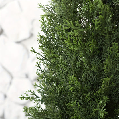 Artificial Cedar Topiary Tree with 3, 4 or 5 ft Height Options, Black Pot and Single or Two-Tree Sets