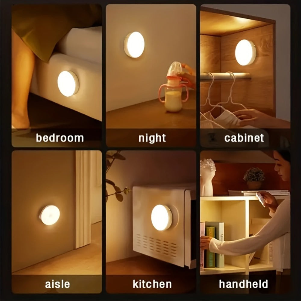 Night Light Motion and Light Sensor 6-Pack with USB Rechargeable Power in Warm White or White LED Options