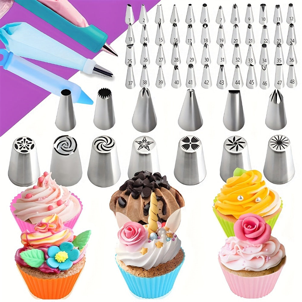Piping Bags and Tips Set 492pcs Complete Cake Decorating Kit with Turntable Frosting Spatula Chocolate Mold Baking Tools for Beginners Professionals