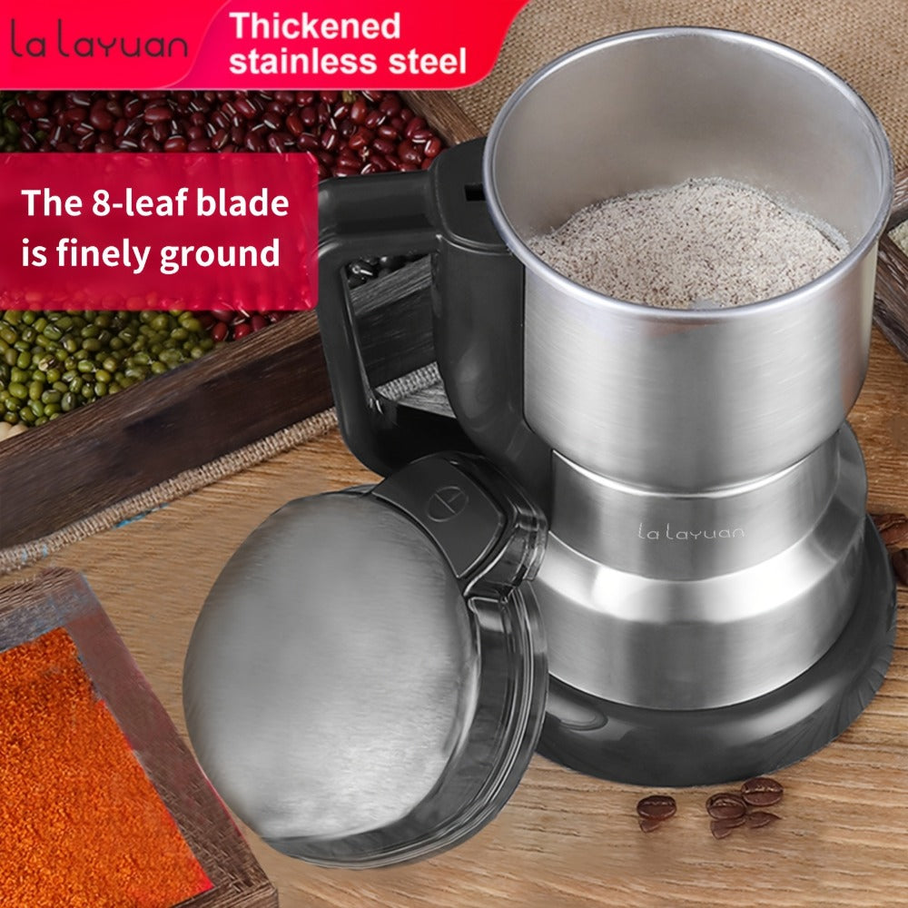 Electric Coffee Grinder with Stainless Blade, Press-Button Control and Stainless Steel or Silver Finish