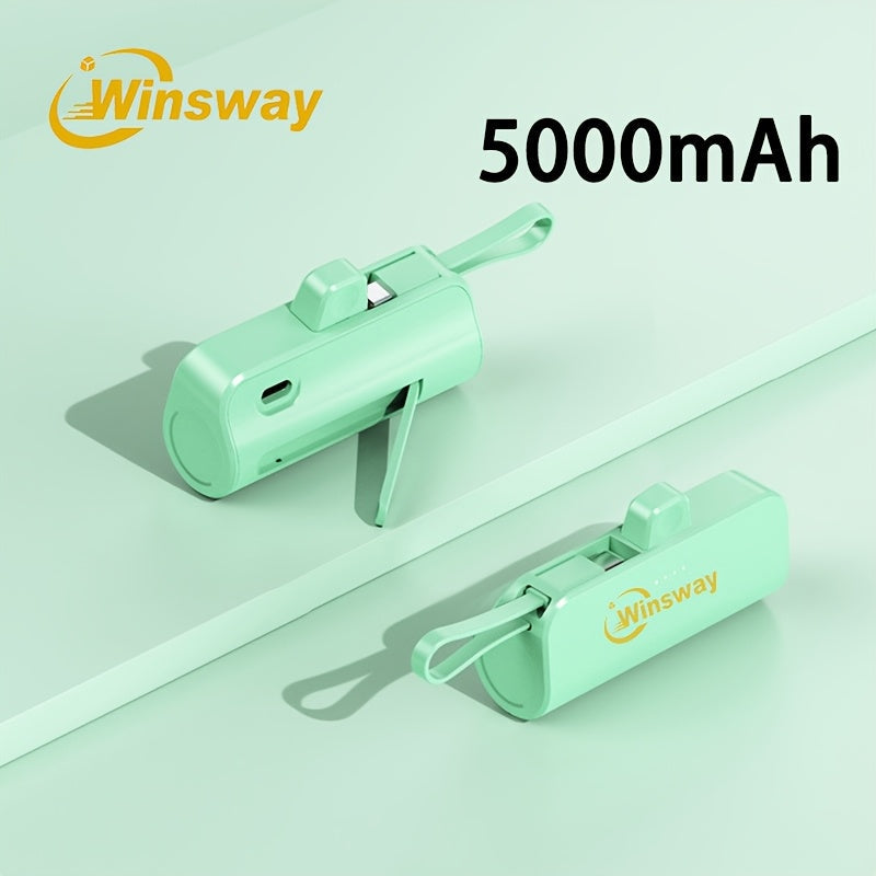 Power Bank 5000mAh Capsule with Dual-Port Options, Wireless Charging and Phone Holder in Four Colors