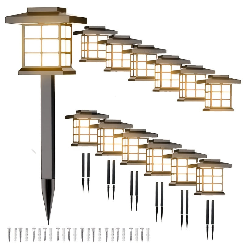 Solar Garden Lights Pathway Stakes in 6/12/24-Piece Sets with Warm, Cool or Multicolor Options