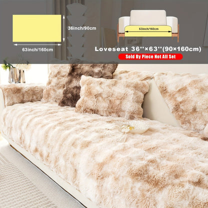 Sofa Cover, Faux-Lamb Plush Gradient Couch Pad in Five Colors with Armchair, Backrest and Seat Sizes