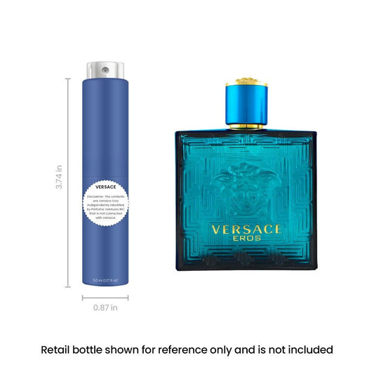 Versace Eros Cologne for Men EDT Travel Spray 5ml Authentic Fresh Mint Aromatic Fougere Long Lasting Scent Portable Atomizer Pocket Size Gift for Him 0.17 fl oz