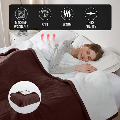 480GSM Sherpa Fleece Blanket – Double-Sided Heavy Warm Throw for Couch, Bed & Travel, Reversible All Season, 13 Colors, 3 Sizes