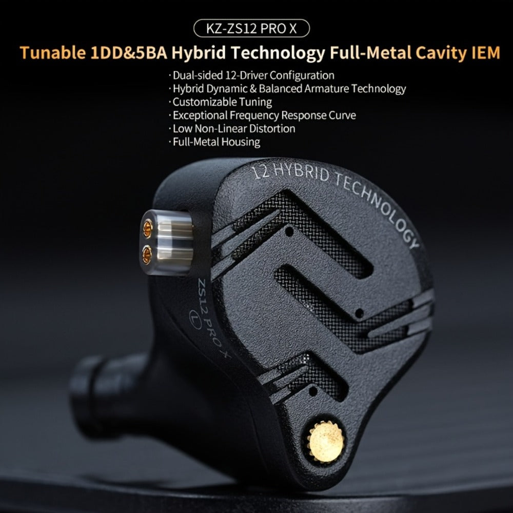 KZ ZS12 PRO X In-Ear Monitor Hybrid IEM Headphones Detachable Cable Noise Cancelling Dynamic Mic Sport Gaming DJ Audio Monitoring Music Production