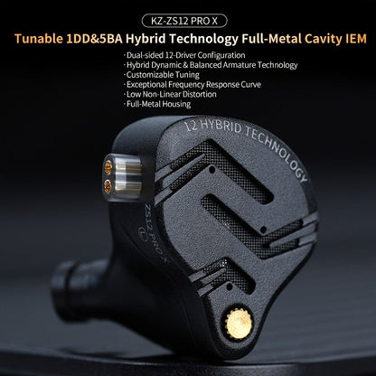 KZ ZS12 PRO X In-Ear Monitor Hybrid IEM Headphones Detachable Cable Noise Cancelling Dynamic Mic Sport Gaming DJ Audio Monitoring Music Production