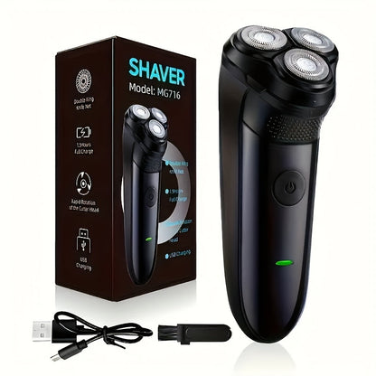 Cordless Rotary Electric Shaver for Men USB Rechargeable - Multifunctional Grooming Kit for Daily Shaving & Travel - Ergonomic Close Shave Razor Blue & Black Gift for Husband Boyfriend Dad