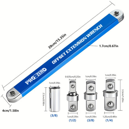 Two-in-One Offset Ratchet Wrench with Three Square-Head Adapters in Four Handle Color Options