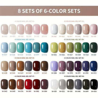 Gel Nail Polish Set with IRISGOBLADI Label, 6 Solid Colors per Set and 8 Retained Palettes
