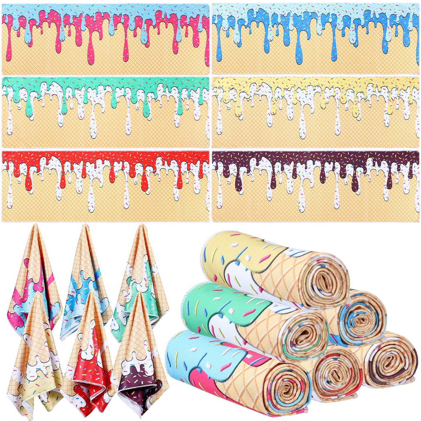 Microfiber Cooling Towel 12 Pack 30x9 Inch Chilly Breathable Sport Sweat Towel for Baseball Softball Soccer Golf Gym Running Team Coach Gift Colorful